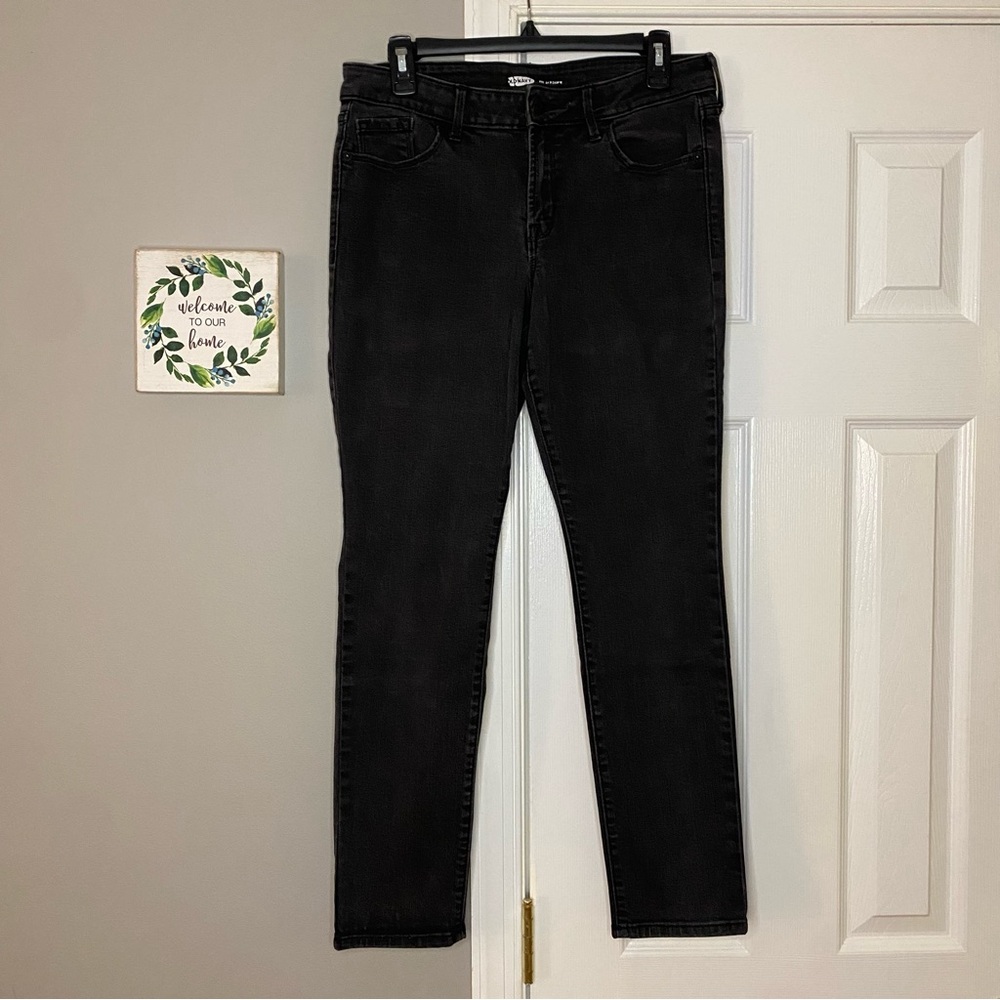 Old Navy Mid-Rise Pop Icon Skinny Jeans for Women Size 10 Gray Black Denim